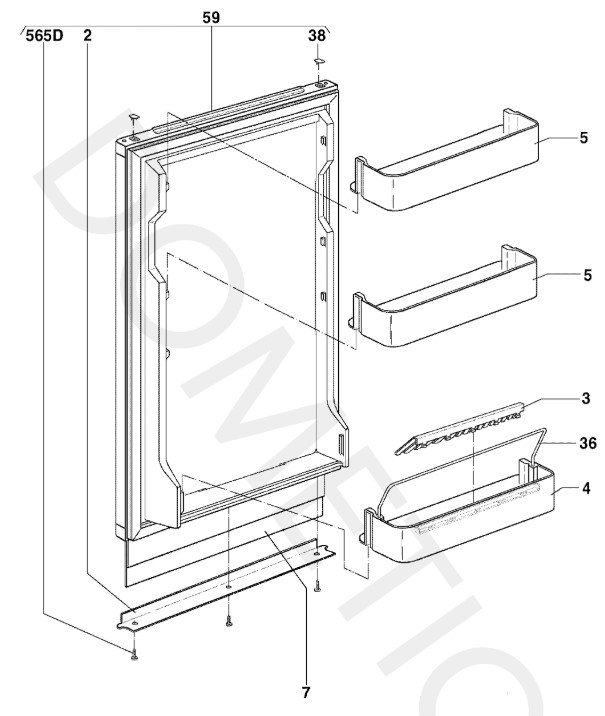 Eclaté du frigo RM 5310 Dometic - porte